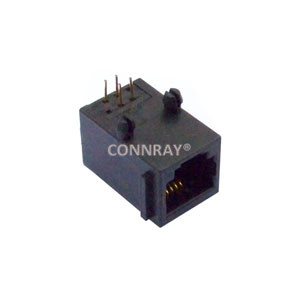 R/A 6P4C RJ11 Female Connector with Panel Stop