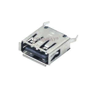 Right Angle USB A Receptacle Connector 4 Position Through Hole 